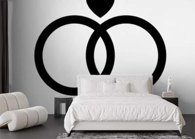 Marriage rings couple with a heart icon Wall mural