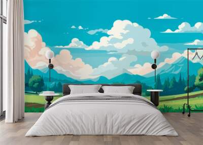 spring landscape background, simple, vector illustration Wall mural