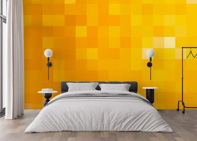 Abstract pixel yellow background. Gold geometric texture from squares. Vector pattern of square yellow pixels Wall mural