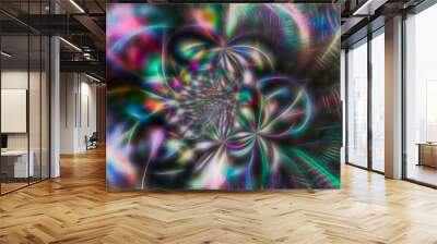 abstract background with neon and fractals. Wall mural