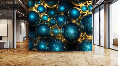 Abstract background with shiny blue spheres Wall mural