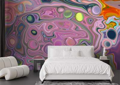 Abstract multicolored textured liquid background Wall mural