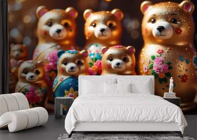 Background with Russian souvenirs - bear dolls Wall mural