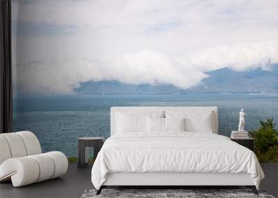 above view of large cloud over Lake Sevan, Armenia Wall mural