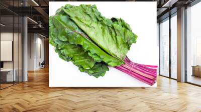 bunch of fresh cut beet greens on white Wall mural