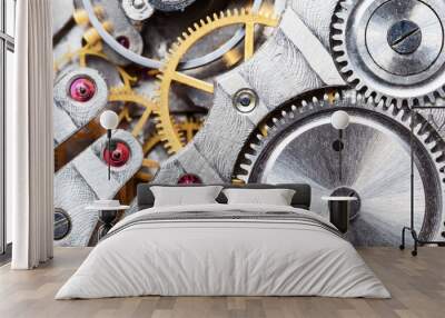 clockwork of mechanical Pocket watch close up Wall mural