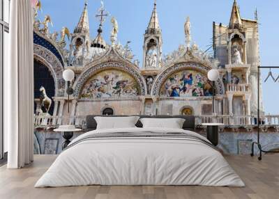 decorated facade of St Mark's Basilica in Venice Wall mural