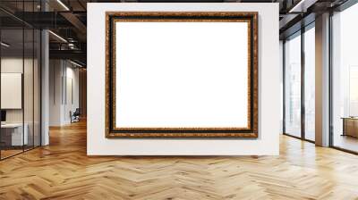 old dark brown picture frame on gray wall Wall mural