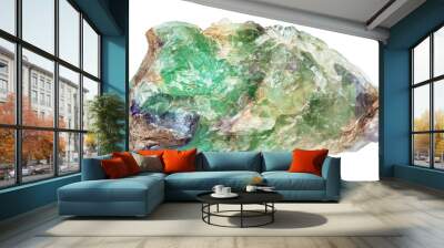 raw green Beryl gemstone isolated Wall mural