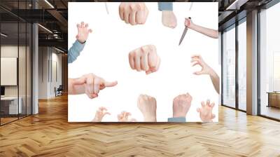 set of attacking female hand gesture Wall mural