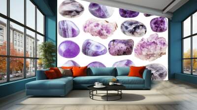 set of various amethyst natural gemstones Wall mural