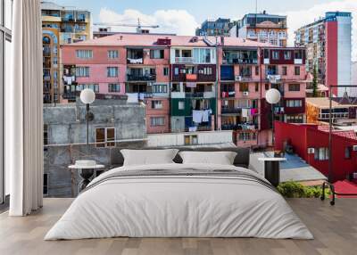 travel to Georgia - above view of residential district with house under construction in Batumi city on sunny morning Wall mural