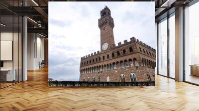 view of Palazzo Vecchio in rain, Florence Wall mural