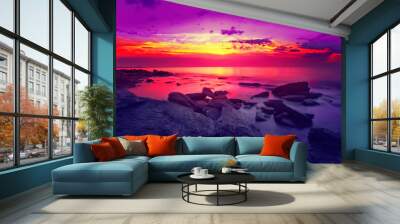 Beautiful sunset over sea Wall mural