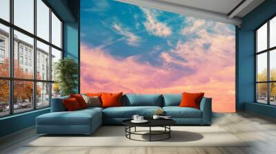 Colorful cloudy sky at sunset. Gradient color Wall mural