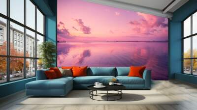 Early morning, pink sunrise over sea Wall mural