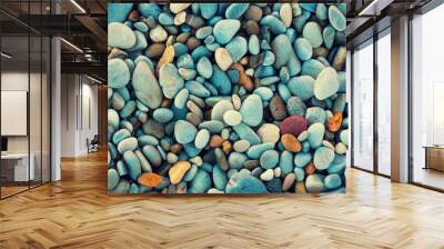 Natural vintage colorful pebbles background Wall mural