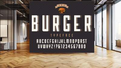 Burger vector retro regular font design, alphabet, typeface, typography. Wall mural