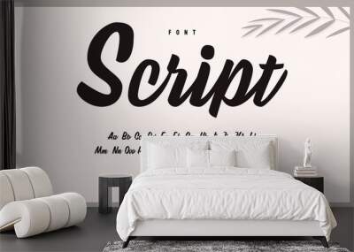 Handwritten calligraphic alphabet. Brush font, script. Wall mural