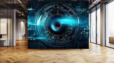 3D rendering of coded virtual surveillance and holographic technology for cyber spying Wall mural