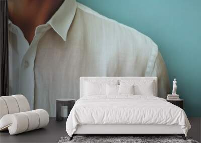 A close up image of a men s linen shirt with copy space Wall mural