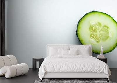 A sliced cucumber on a white background. with copy space image. Place for adding text or design Wall mural