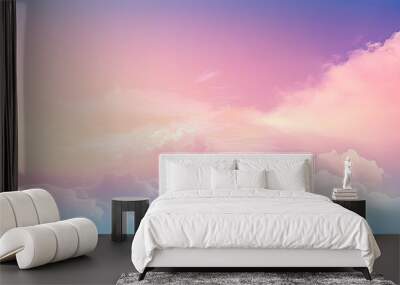 Abstract sky background in sweet pastel gradient, featuring soft cloudy hues. Created for copy space image. Wall mural