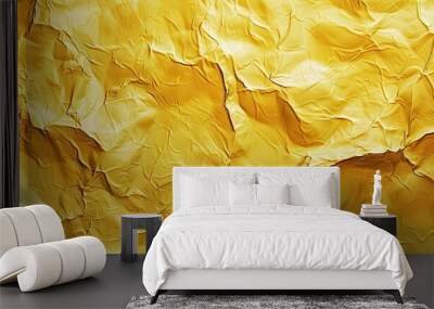 Abstract texture of yellow wrinkled paper background for design purposes Copyspace for text or work Wall mural