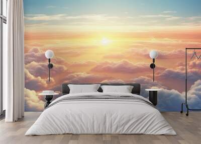 aircraft viewpoint above clouds displaying breathtaking sunset copy space image place for adding tex Wall mural