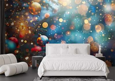 Blurred image of Christmas lights. with copy space image. Place for adding text or design Wall mural