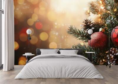 Christmas decorations backdrop. with copy space image. Place for adding text or design Wall mural