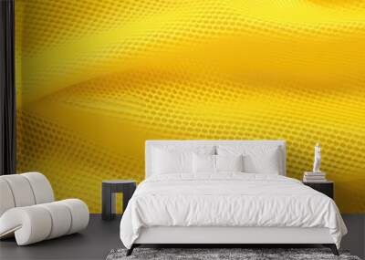 Close-up view of a vibrant yellow fabric with an extensive amount of mesh, ideal for sportswear designs and backgrounds Wall mural