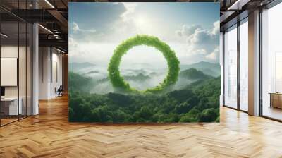 Eternal and infinite circular economy icon resembling a lush forest 3D rendering Wall mural