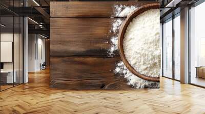 Gluten free coconut flour on a wooden surface with copy space Wall mural