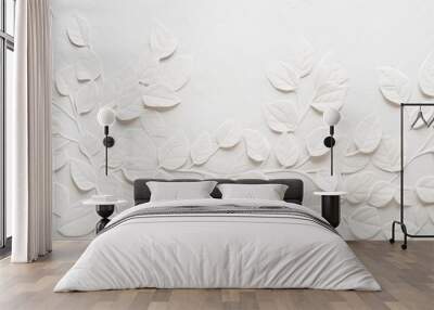 Handmade white mulberry paper with unique leaf texture background featuring a soft natural paper style for creative aesthetic design Wall mural