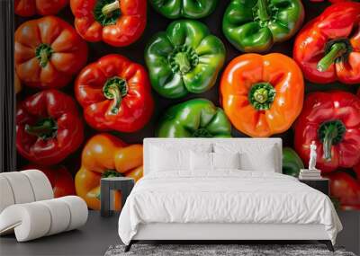 Paprika on a white background sweet pepper bell pepper top view copy space Wall mural