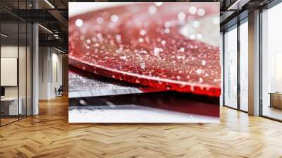 Red cutting disc with a diamond diameter of 125 mm is a thin blade designed for precise granite cutting isolated on a white background with copy space Wall mural