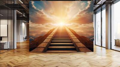 Religious inspiration a soaring staircase to the heavens symbolizing hope and triumph Wall mural