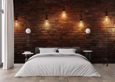 Rustic interior with vintage brick wall dimly lit bar and industrial elements Wall mural