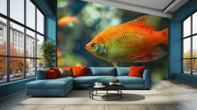 The Giant Red Tail Gourami fish swimming in an aquarium. with copy space image. Place for adding text or design Wall mural