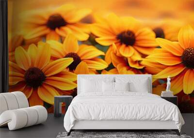 Vibrant autumn rudbeckia with copy space image. Wall mural