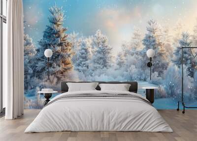 Winter holiday backdrop. with copy space image. Place for adding text or design Wall mural