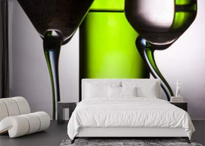 bottle of wine and two glasses Wall mural