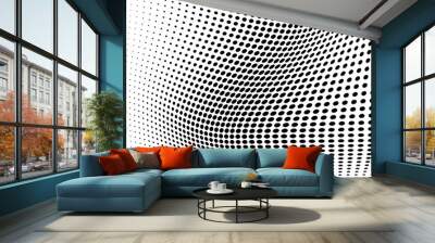 Black and white halftone texture wave Wall mural