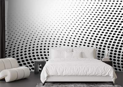 Halftone dots curved gradient pattern texture isolated on white background Wall mural