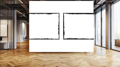 Set of grunge style frames black on white background Wall mural