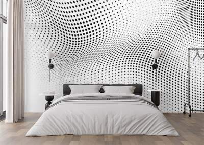 The halftone texture is monochrome. Vector chaotic background Wall mural