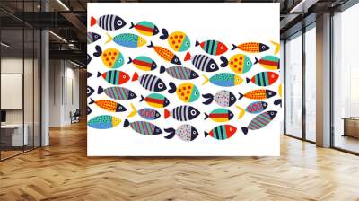 Cute fish. Vector sea poster. Wall mural