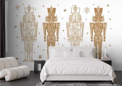 Gold Nutcracker. Cute Christmas vector poster. . Wall mural