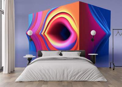 colourful 3D details on a colourful background. generated by ai Wall mural